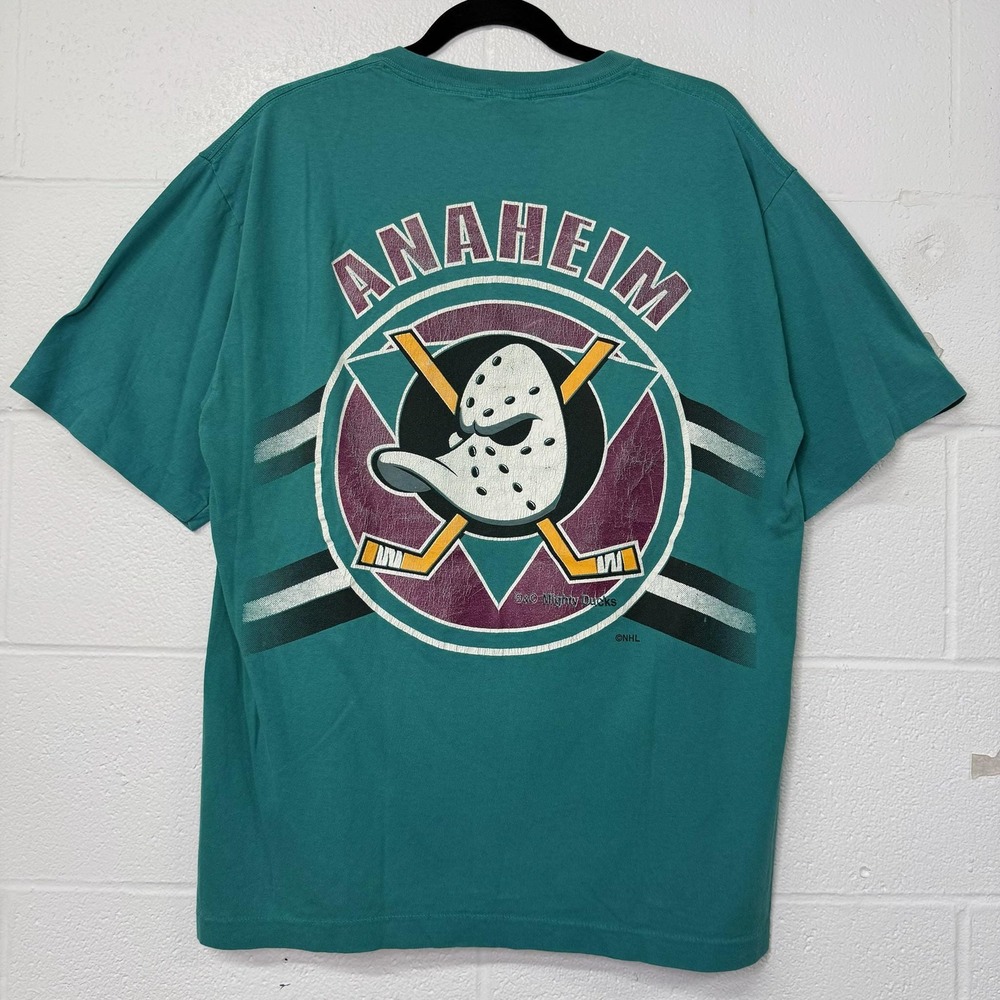 Vintage Salem Anaheim Mighty Ducks Hockey Men's 90s Size XL T-Shirt Teal Blue